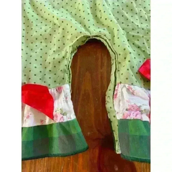Little Girl's Christmas Ruffled Green Romper Christmas Tree One Piece,6/12 month - Picture 5 of 8